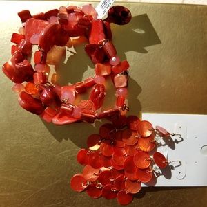 Coral Crush Earrings with matching bracelet set